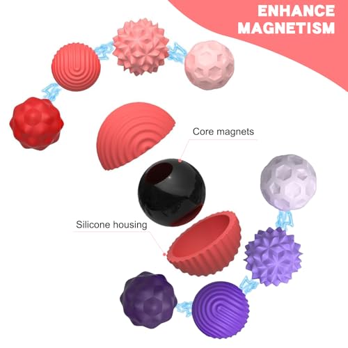 8 Stück Magnetische Fidget Toys Stressball, Magnetkugeln Stressball Silikon Sensorik Spielzeug, Magnetische Kugeln, Anti-Stress-Angstspielzeug Für Erwachsene Und Kinder (Lila + Rot)