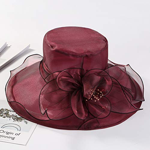 Sombrero Mujer Ala Ancha Organza Verano Plegable Playa miniatura 2