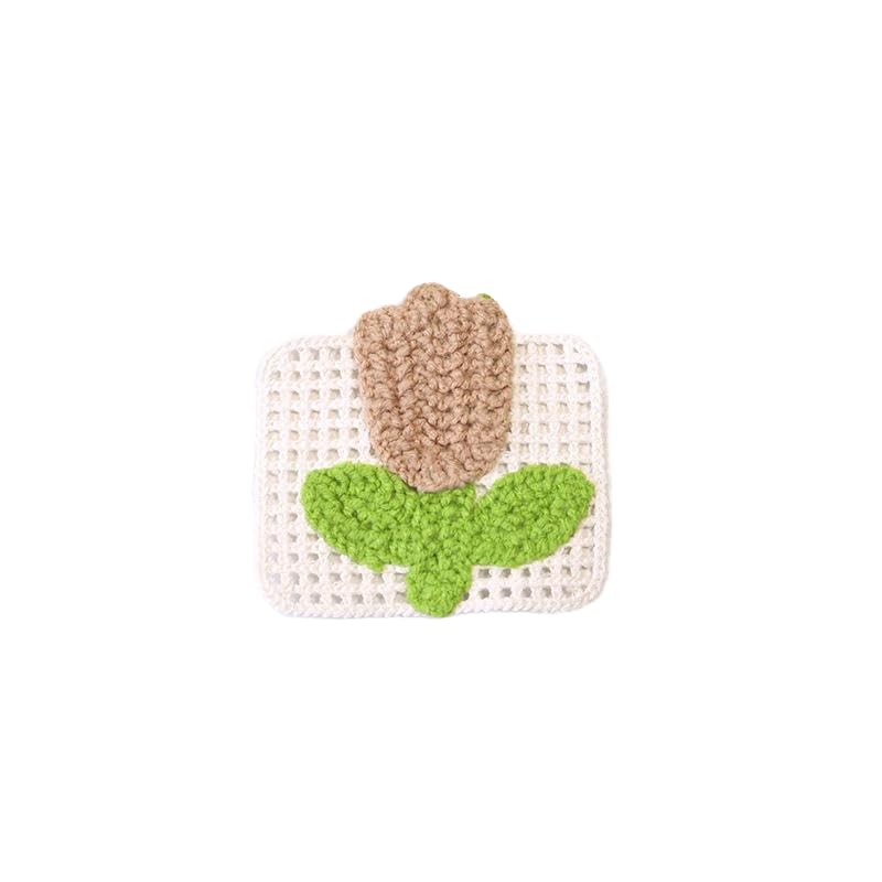 Naszywka haftowana 6 * 6CM 10PCS Kwiaty tulipanów Ręcznie robione szydełkowe aplikacje Szydełkowe naszywki kwiatowe Małe haftowane Aplikacje żelazne na odzież(Coffee)
