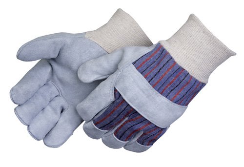 Liberty Glove & Safety 3866Q Regular Shoulder Split Leather Palm Men's Gunn Pattern Glove with White Knit Wrist (Pack of 12)