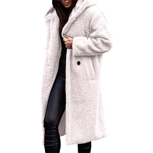 Veste manches longues polaire à capuche manteau long chaud femme