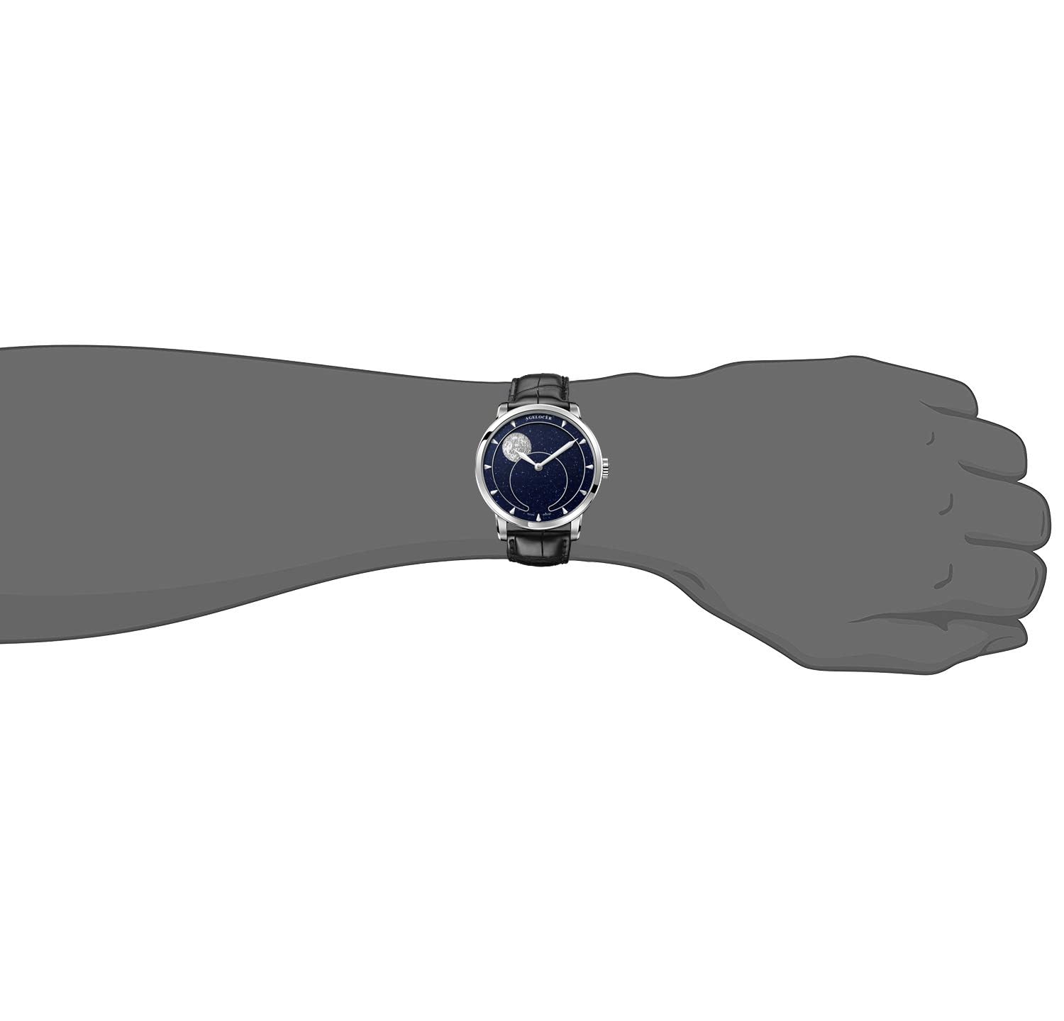 agelocer Mechanische Automatikuhr für Herren, New Moonphase, 40 mm, 3D-Zifferblatt aus blauem Sandstein, 80H Gangreserve, Saphirglas, Krokodillederarmband