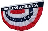 God Bless America Patriotic Banner - 3' x 6', 4th of July Pleated Fan Flag, All Season Bunting, American Flag Decor, USA, Red White Blue Outdoor Decoration, Veterans Day, Memorial Day