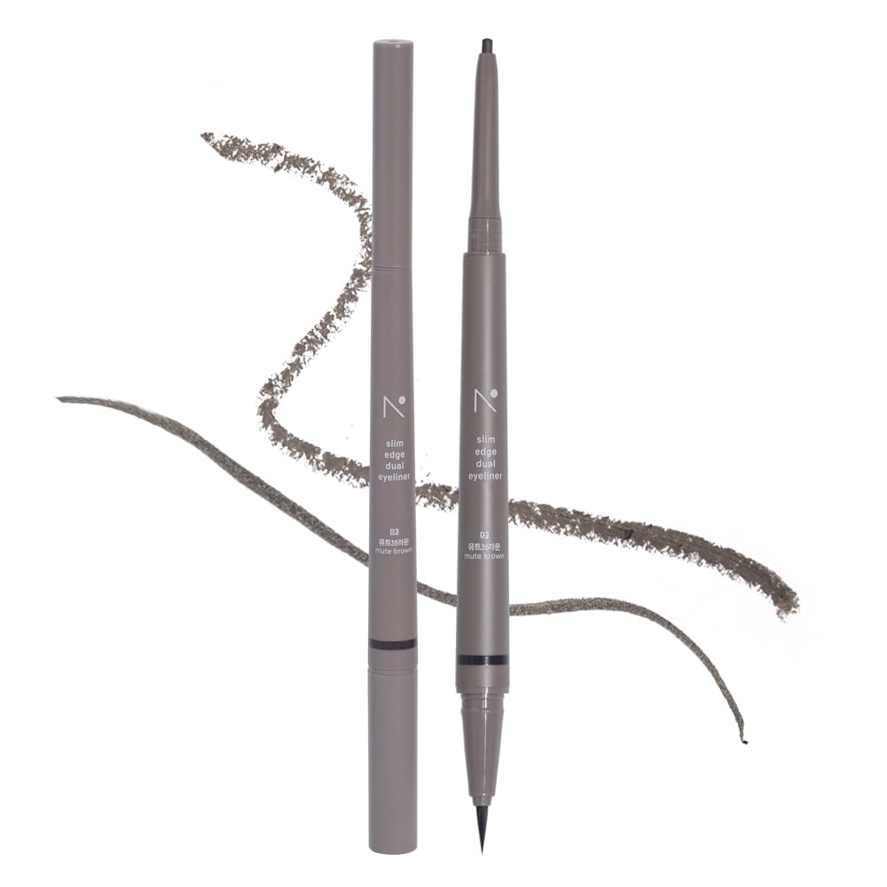 Eyeliner Slim Edge Dual-Tip (03 mute brown) | Smudge/Water Proof, High Pigmented, Long Lasting Liquid and Pencil Eye Liner