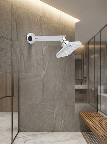 Image of KABA by ACQUASO 4x4 inch Inch Overhead Shower | High Pressure Rain Spa System For Luxury Bathroom | ABS Rainfall Showerhead Easy Install with 9 inch Steel ARM (LIBRA)