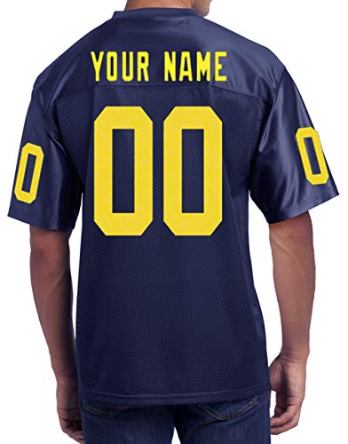 Custom Football Replica Team Jersey (X-Large, Navy - Maize Yellow Font)