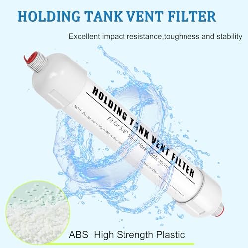 Image of Marine Holding Tank Vent Filter, 5 /8 inch Holding Tank Vent Filter, Compatible with Dometic ECO DVF Sealand SaniGuard, Fits Original Mounting Brackets, Highly Adsorbent Coconut Shell Carbon
