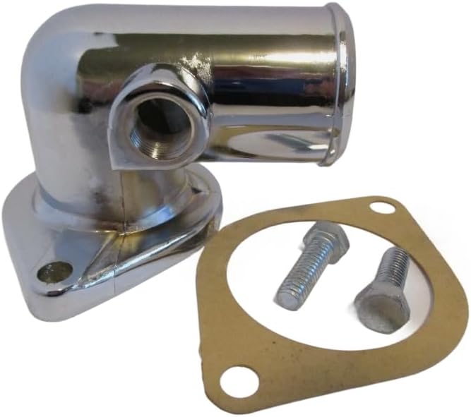 Chrome Water Neck Thermostat Housing, 3/8 in Port On Side, For 352 390 427 428 Ford FE Engines, #9524