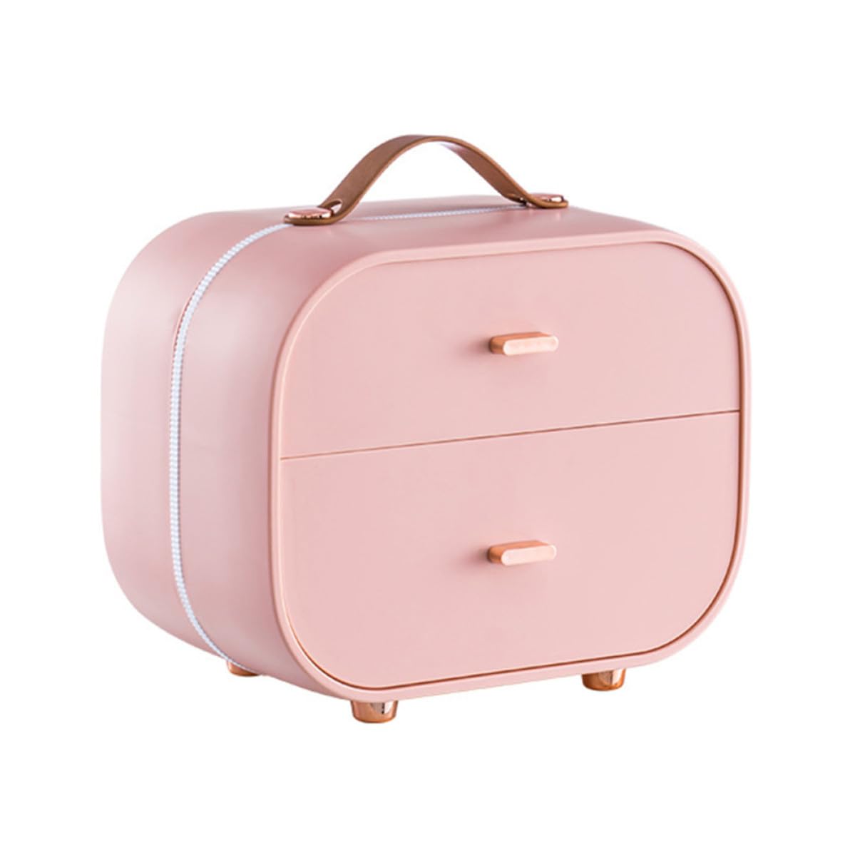 Scatola Porta Oggetti in Pp Rosa per Cosmetici e Gioielli Struttura Robusta e Salvaspazio, Organizer da Scrivania Multi-strato per Tavolo del Comò