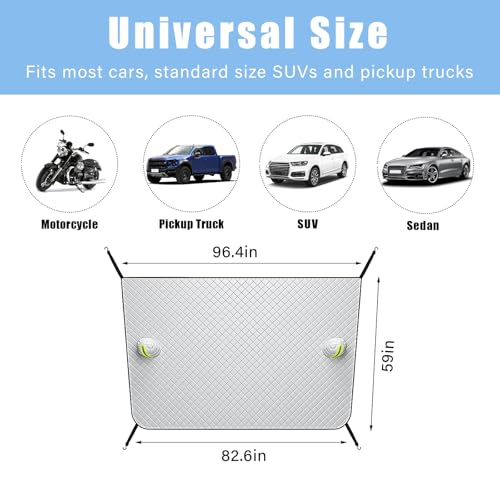 Image of Yourkar Car Windshield Cover for Snow and Ice, Magnetic Windscreen Snow Covers with Side Mirror Cover, Universal Windproof Cover for Automotive Windshield, Car Accessories (Silver)