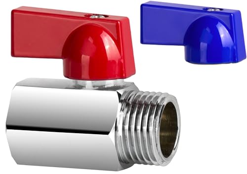 Rubinetto a sfera 1/2' AG-IG in ottone cromato con guarnizione PTFE – Valvola di intercettazione – Rubinetto per acqua potabile