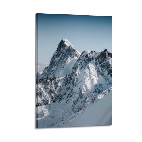 Poster de paysage sommet enneigé salon tableau montagne encadré 40x60cm