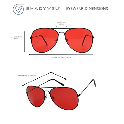 ShadyVEU Classic Pilot Sunglasses UV400 Red Tint Colored Lens Slim Wire Frame Retro Fashion Shades4