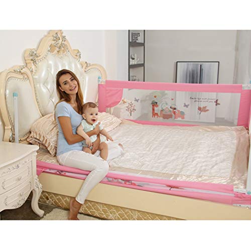 Barrera de cama plegable vertical de 180cm con deflector rosa anticaída 4