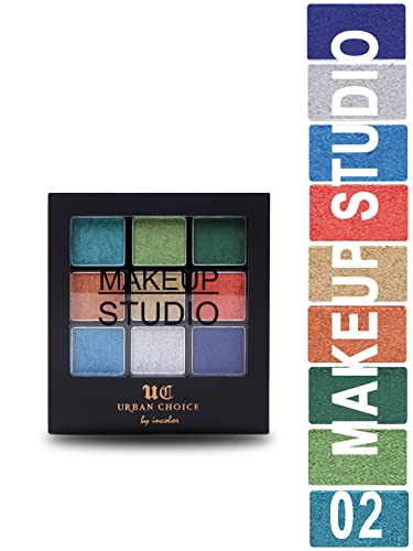 Image of INCOLOR Makeup Studio 9 in 1 Eyeshadow Makeup Palette For Women /Matte and Glitter Eye Shadow Kit for Girls, 18 Gram - Shade No. 02