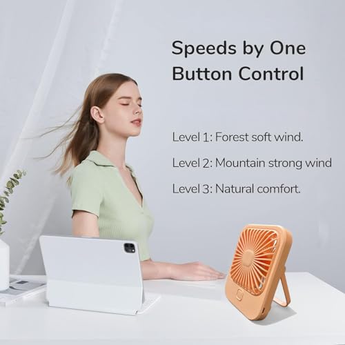 Image of Litehom Small Desk Fan, 2000mAh Rechargeable Fan Battery Powered, 180Foldable Portable Fan, 3 Speeds Adjustable USB Fan Silent Powerful for Home Office Travel Outdoor (PINK)