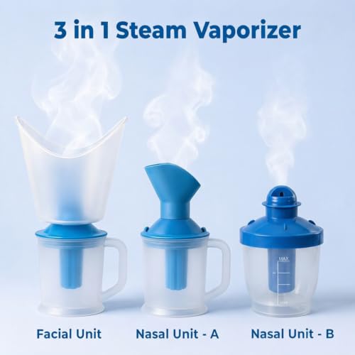 Image of Dr. Odin OSV 101 Single Layer Steamer Vaporizer for Cold, Cough, Face Steam, Steam Inhaler and Steamer Helps in Breathing Disorders (White & Blue)