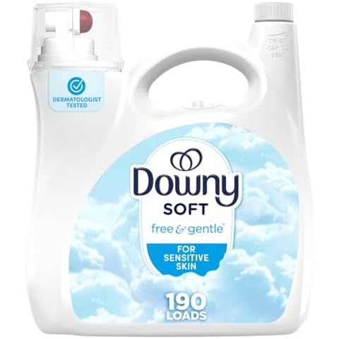 Downy Free & Gentle Fabric Softener, Fabric Conditioner, Hypoallergenic, 190 Loads, 140 fl oz, Downy Fabric Softener, Liquid Fabric Softener Cover