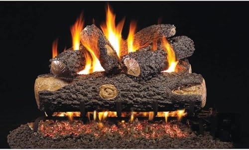 Peterson Real Fyre 18-inch Big-Stack Split Oak Log Set with Vented G4 Burner - Match-Light (Natural Gas)