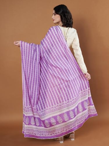 Image of Women's Cotton Blend Floral Print Dupatta with 2.20 Meters | Women's cotton printed dupatta with tassels