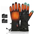 RNSSEZ Heated Gloves for Men Women, Thin Electric Glove with Rechargeable Battery, Hand Warmer for Riding Skiing Skating Hiking (L-XL)