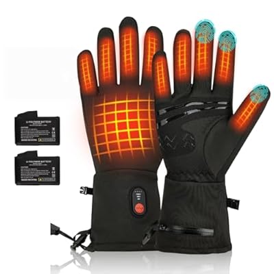 RNSSEZ Heated Gloves for Men Women, Thin Electric Glove with Rechargeable Battery, Hand Warmer for Riding Skiing Skating Hiking (L-XL)