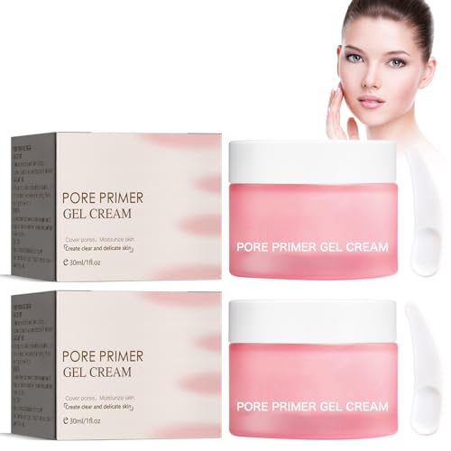 2 unidades de crema de gel de base poros, crema de base de poros, crema de maquillaje para el poro facial, crema correctora base, crema correctora, crema de gel uniforme para todos los tipos de piel