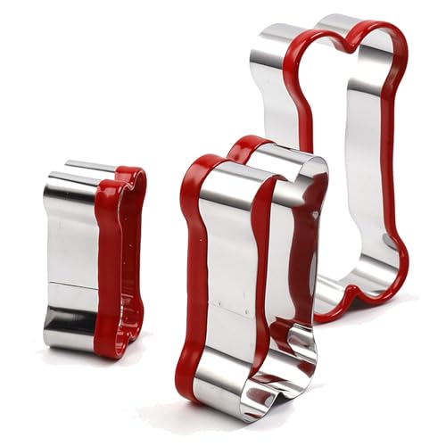 ENBRWAS : 3-Piece Dog Bone Cookie Cutter Set - 2.36”, 3.14”, 3.9” - PVC-Coated for Safety, Dog Treat Baking. by ENBRWAS - Used condition - CA$6.10
