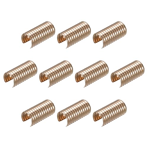 Cierre de cordón de cuero uxcell dorado, terminal cilíndrico para joyería profesional, 50 pzs 2
