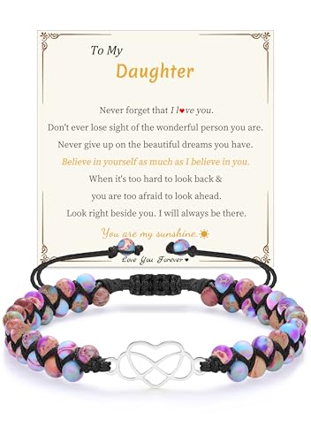 Image of Gifts for Daughter Granddaughter Christmas Gift To My Mom Grandma Wife Girlfriend Sister Jasper Heart Bracelets Birthday Anniversary Stocking Stuffers for Teens Jewelry for Women