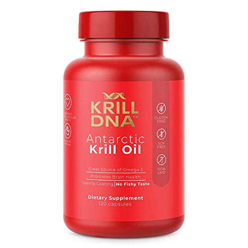 Antarctic Krill Oil by KrillDNA | 1000 mg/Serving. with Astaxanthin, Omega 3, DHA, EPA, and Phospholipids. 120 Softgels. Vanilla Coating, No Smell, No Fishy Taste | (60 Servings)