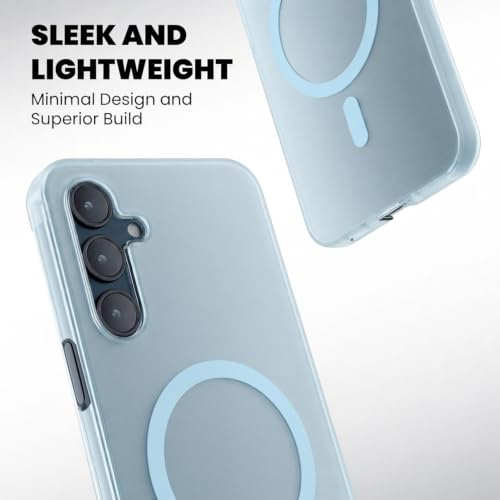 Image of DIZORO Matte Case for Samsung Galaxy M35 Compatible with MagSafe, Camera Lens Full Protection, Shockproof Translucent Frosted TPU Soft Phone Cover, Anti-Fingerprint-Sky