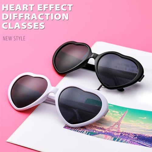Konohan 6 Pairs Heart Sunglasses Effect Glasses Diffraction Festival Back to School Party Light Changing Heart and 6 Pieces Microfiber Glasses Gadgets Slim Soft Storage Pouch with Drawstring Closure3