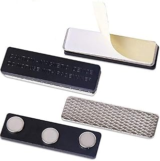 10 Pieces Name Badge Magnets Magnetic Name Tag Holders ID Fastener Clip with Three Premium Strength Neodymium Magnets and Adhesive Backing - No Holes in Your Fine Jackets or Shirts, Black