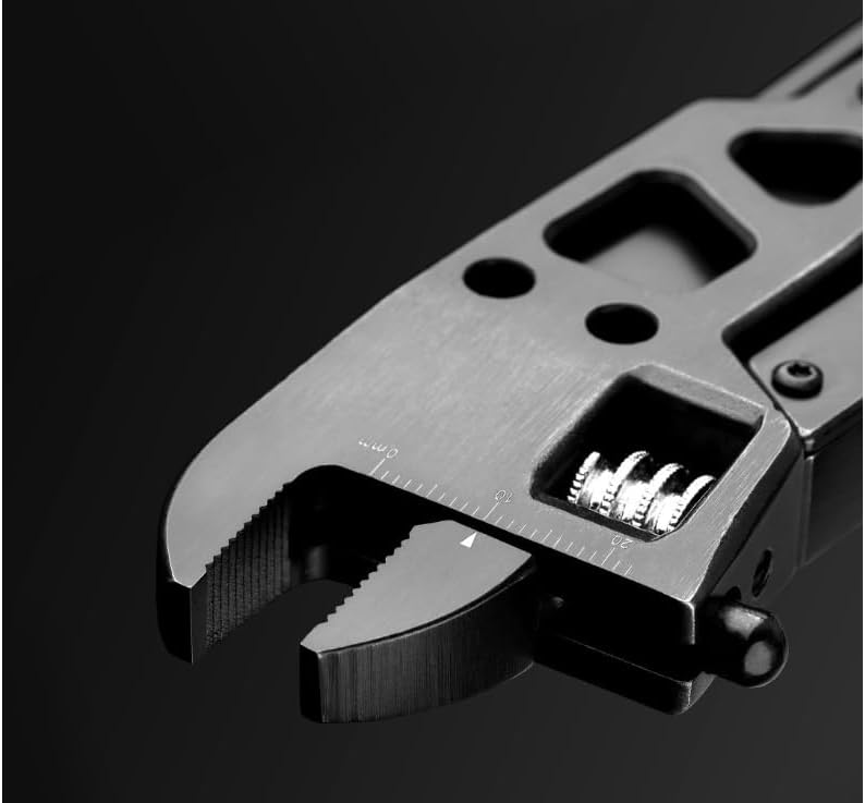 Miniatura 4 de 10 en 1 Llave multiherramienta Alicates Cuchillo plegable Regla EDC de acero inoxidable con puntas para supervivencia (negro)