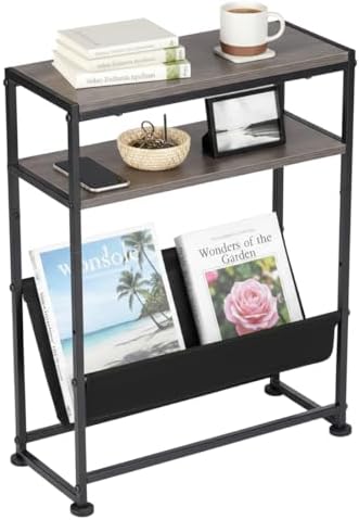 Small End Table for Small Spaces - Slim Side Table with Magazine ...