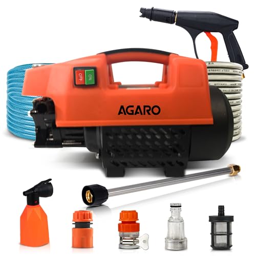 AGARO Supreme High Pressure Washer, Car Washer, 1800 Watts Motor, 120 Bars, 6.5L/Min Flow Rate, 8 Meters Outlet Hose, Portable, Car, Bike & Home Cleaning, Black and Orange