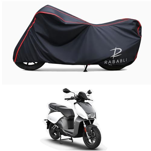 Image of Waterproof Bike Body Cover Compatible for | Hero Electric V1 Pro | Taffeta Fabric, Red Piping Design, Bottom Elastic Fit | Dustproof, Sun UV & Rain Protection for All Bikes