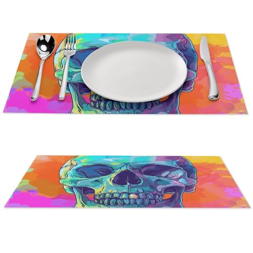 Set de table PVC lavable antidérapant résistant chaleur motif tête de mort - 2
