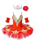 Mehrschichtiger Netz-Tutu-Rock um die Taille. Passend zu einem Paar gekräuselten Armärmeln und einer Kopfbedeckung. Schöne und stilvolle Tanzkleidung für Ihr Mädchen.