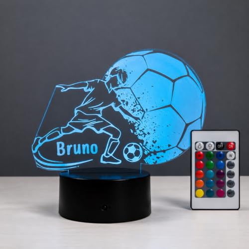 Fußball LED Lampe mit Wunschnamen zum Selbstbekleben Nachtlicht für Kinder & Jungs Dimmbar mit Touch-Funktion Fußball Deko & Geschenkidee fürs Kinderzimmer der Name muss selbst becklebt werden