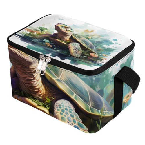 GzLeyigou Lunch Bags for Women Men 9 Cans,Turtle Hot & Cold Food Delivery Bag Insulated Grocery Bag Insulated Lunch Box Watercolor Marine Turtle Cooler Bag for Office Work Picnic Beach
