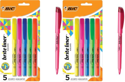 BIC Brite Liner Highlighters, Chisel Tip, 5-Count | Assorted Colors | Pack of 2 - image 1