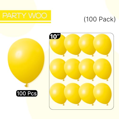 Image of PartyWoo Yellow Balloons 100 pcs 10 Inch Matte Yellow Latex Helium Balloons for Easter Bee Baby Shower Gender Reveal Engagement Sunflower Graduation Birthday Party Decorations Yellow-Y55