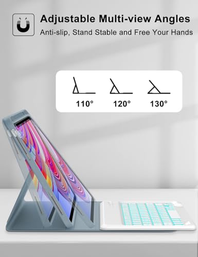Image of Keyboard Case for Redmi Pad Pro / Xiaomi Poco Pad 12.1 Inch Case with Backlit Keypad, Detachable Wireless Key Board Cover with Pen Holder for Xiaomi Redmi Pro 12.1 inch 2024, 7-Color Backlight, Blue