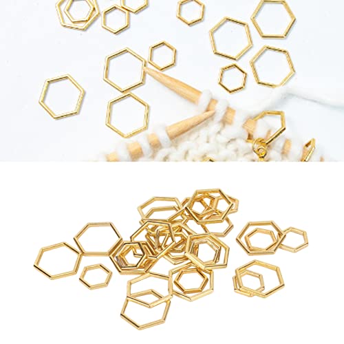 Mrisata Crochet Stitch Markers Stitch Marker Rings Metal Stitch Marker Rings Crochet Locking Accessories 30pcs Hexagonal Knitting Stitch Markers Plating Process Fade Zinc Alloy