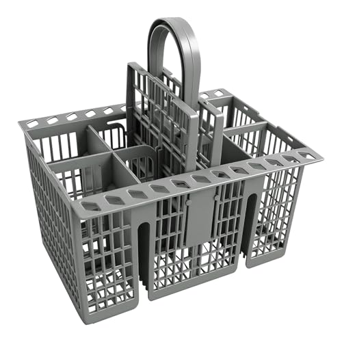 Cesta para Cubiertos de Lavavajillas, Cesta Universal con Asa Extraíble, Tapas Plegables, 8 Compartimentos, Repuesto para Hotpoint para Indesit para Whirlpool, C00257140