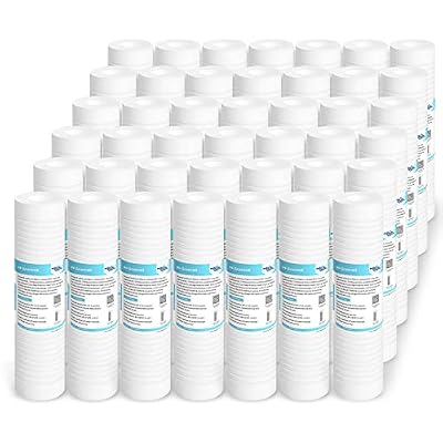 Grooved Sediment Water Filter Cartridge (42 Pack), Membrane Solutions 5 Micron Whole House Water Filter Universal Replacement 10"x2.5" for 10 inch RO Unit, Whole House Under-Sink Filtration System