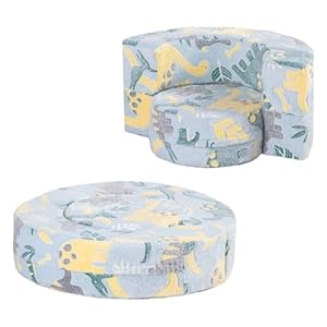 Tiita Kids Couch Plush Toddler Chair2 in 1 Glow in The Dark Kids Sofa Toddler Reading Chair with Washable Cover Carrying Handle Convertible Children Sofa Chair for Girls and Boys