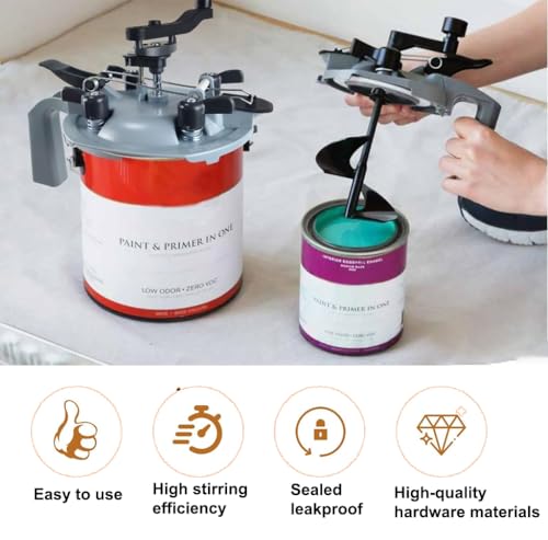 WOOLUCK® 3 Stück Farbmischdeckel, Farbspender mit Griff, Farbdose Mischdeckel, Farbmischmesser zum Umrühren - 4l